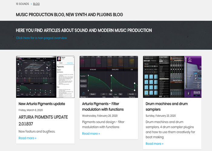 Blog article from 16sounds.com about modern music production